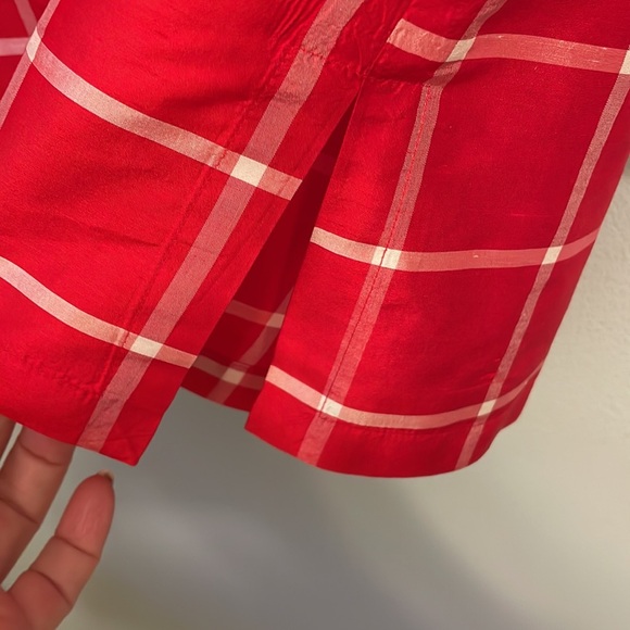 Vintage Silk Red/white Windowpane Button Down size S - Picture 5 of 6